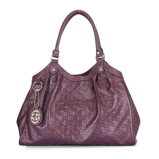 1:1 Gucci 211943 Sukey Large Tote Bags-Dark Purple Leather - Click Image to Close